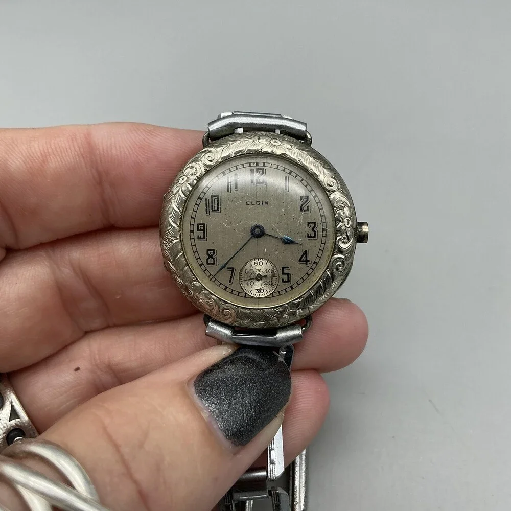 Vintage Elgin Women Watch 29mm 7 Jewels Art Deco NON WORKING Manual For Parts